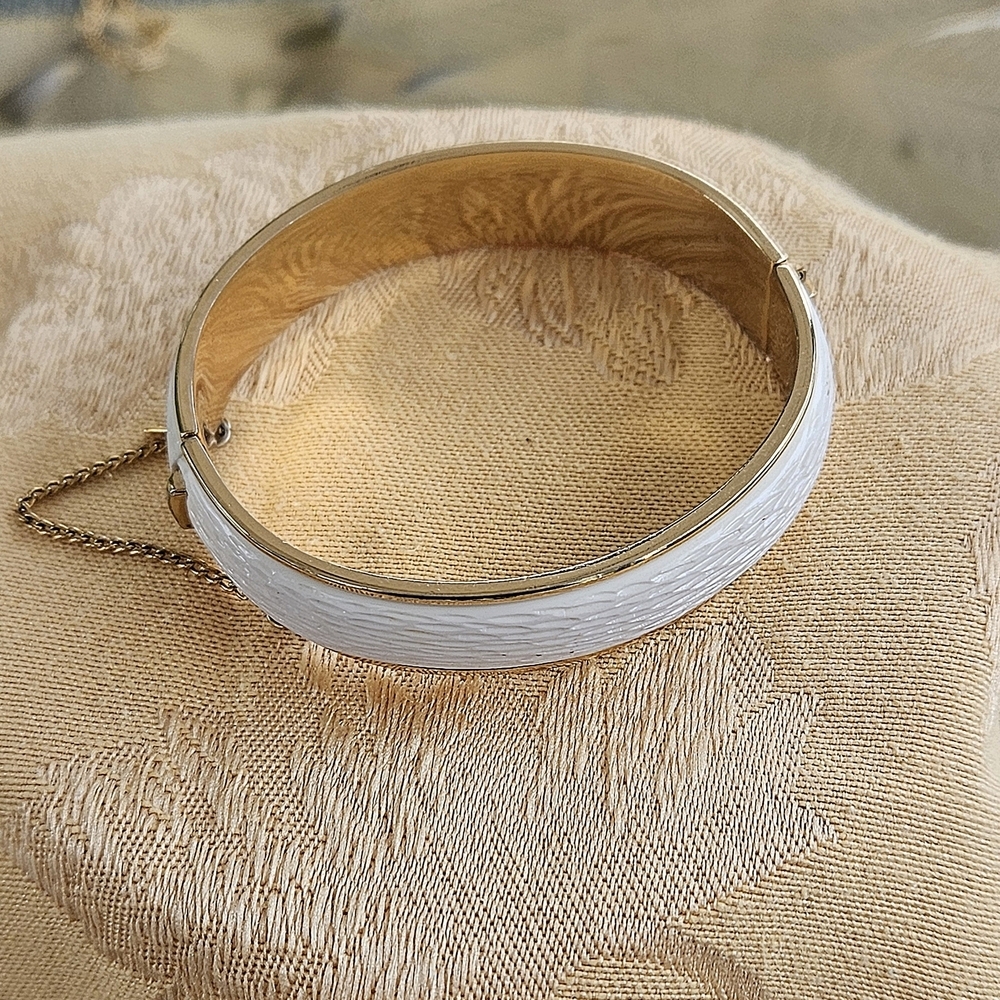 Monet Gold and White Bangle Bracelet